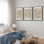 Simple Rustic Botanical Floral Vintage Wildflower Pictures Framed On Canvas 3 Pieces Print Wall Art - Image 7