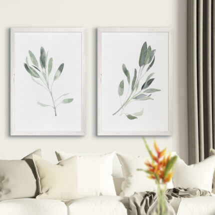 Simple Sage – 2 Piece Picture Frame Painting Print Set - Chic Decora