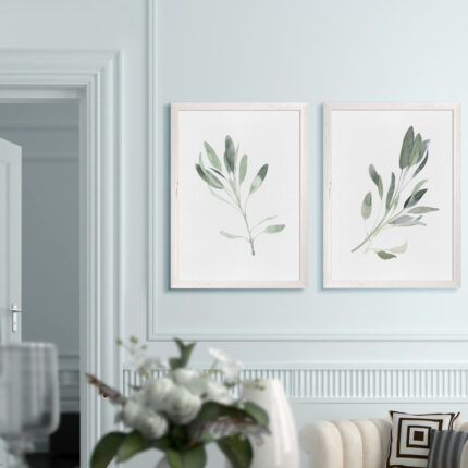 Simple Sage – 2 Piece Picture Frame Painting Print Set - Chic Decora