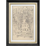 Sketch Church French Country Nature Landscape Illustrations Rustic Farmhouse Framed Print Wall Art - Image 7
