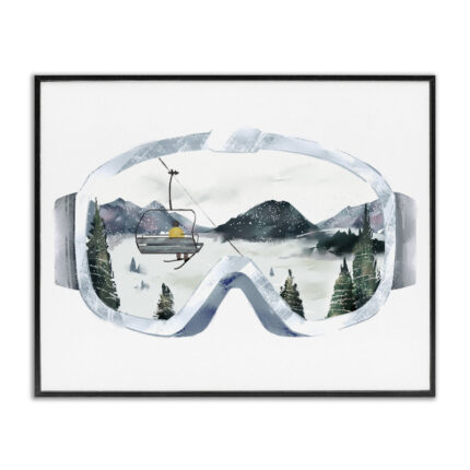 Ski Mountain Reflection In Sports Goggles Winter Forest Oversized Wall Plaque Art By Ziwei Li - Chic Decora