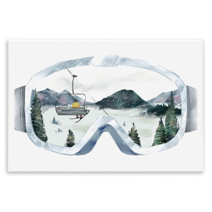 Ski Mountain Reflection In Sports Goggles Winter Forest Oversized Wall Plaque Art By Ziwei Li