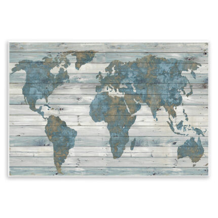 Slate Planked Look Weathered World Map - Floater Frame Graphic Art