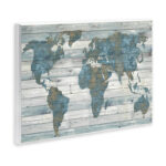 Slate Planked Look Weathered World Map - Floater Frame Graphic Art - Image 2