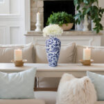 Sluss Chinoiserie Stoneware Ceramic Floral Vase Traditional Decor for Home Office Bedroom Living Room Display