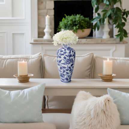 Sluss Chinoiserie Stoneware Ceramic Floral Vase Traditional Decor for Home Office Bedroom Living Room Display - Chic Decora