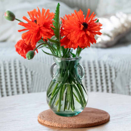 Small French Country Glass Vase, 6.25 inch, 25 oz Capacity - Chic Decora