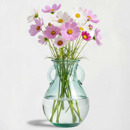 Small French Country Glass Vase, 6.25 inch, 25 oz Capacity - Chic Decora