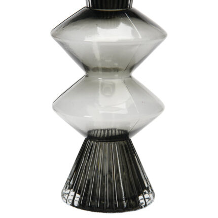 Smoke Glass Fluted Vase with Curved Triangles - Chic Decora