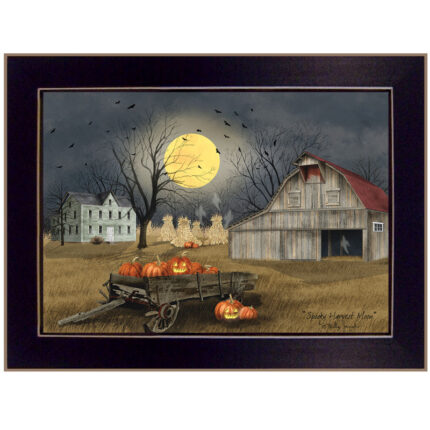 Spooky Harvest Moon Framed Wall Art for Living Room, Home Wall Decor Framed Print by Billy Jacobs - Chic Decora