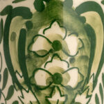 Stoneware Canister with Botanical Design and Acacia Wood Lid, Green - Image 4