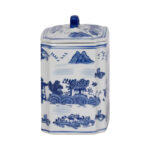 Stoneware Ceramic Chinoiserie Decorative Container with Lid - Image 8