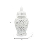 Stoneware Ceramic Lidded Decorative Jar with Intricate Cutout Design - Elegant and Stylish Accent Piece for Home Decor, Display, and Decorative Storage - Image 4