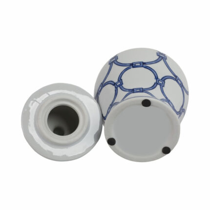 Stoneware Ceramic Vase Decorative Lidded Jar with Classic Design – Elegant Flower Vase Accent Piece for Home Decor - Chic Decora