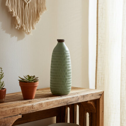 Stoneware and Ceramic Decorative Vase - Modern Textured Accent for Contemporary Home Decor.