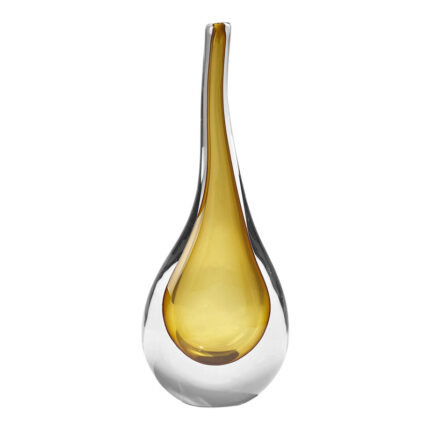 Stretched Neck Vase-Amber-Lg - Chic Decora