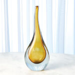 Stretched Neck Vase-Amber-Lg