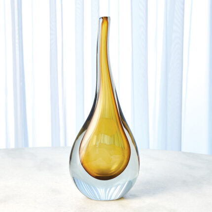 Stretched Neck Vase-Amber-Lg - Chic Decora