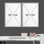 Sun And Moon " Abstract Sun Over Blue Watercolor Ocean Waves Modern Minimalist Landscape " 2 - Pieces - Image 3