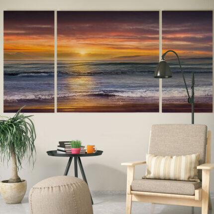 Sundown Descanso Beach – 3-Piece Canvas Print - Chic Decora