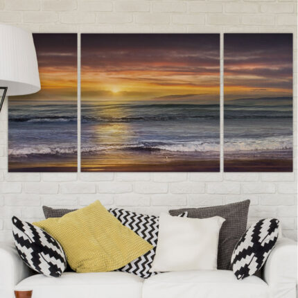 Sundown Descanso Beach – 3-Piece Canvas Print - Chic Decora