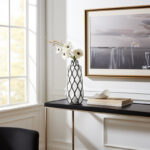 Sushmita 15" Black Outline Handmade Ceramic White Table Vase - Image 4
