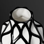 Sushmita 15" Black Outline Handmade Ceramic White Table Vase - Image 6