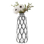 Sushmita 15" Black Outline Handmade Ceramic White Table Vase - Image 7