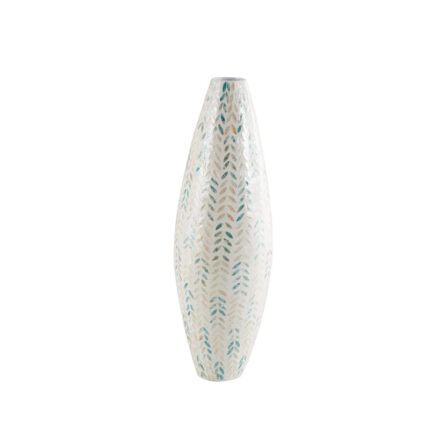 Tall Handmade Decorative Vase with Mother of Pearl Accents - Chic Decora