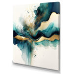 Teal And Gold Abstract Expression III - Abstract Liquid Ink Wall Art - Image 2