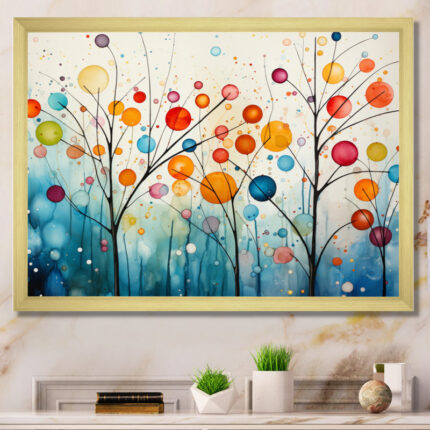 Teal Mid Century Retro Reflections – Abstract Midcentury Framed Wall Art - Chic Decora