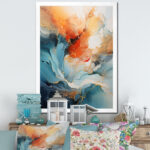Teal Orange Bold Abstract Flow Collage II - Dams Framed Prints