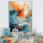 Teal Orange Bold Abstract Flow Collage II - Dams Framed Prints - Image 2