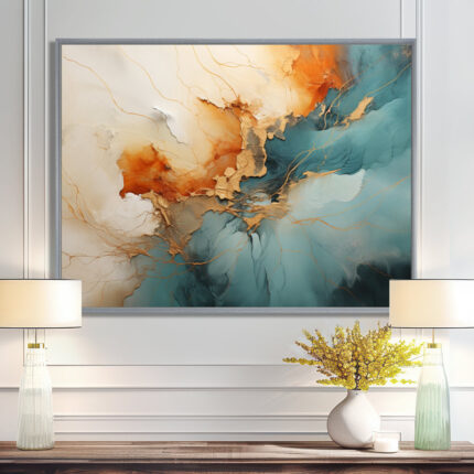 Teal Orange Bold Energy V – Dams Wall Art - Chic Decora
