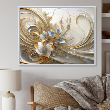 Tender Light Blue Floral Whirling Spiral I – Abstract Spirals Wall Art - Chic Decora