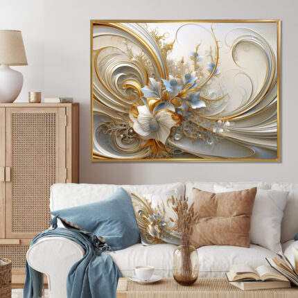 Tender Light Blue Floral Whirling Spiral I – Abstract Spirals Wall Art - Chic Decora