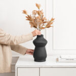 Terracotta Black Table Vase - Handmade Modern Accent for Decorative Dry Flowers - Image 3
