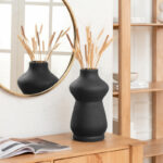 Terracotta Black Table Vase - Handmade Modern Accent for Decorative Dry Flowers