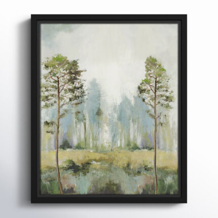 Teton Tall Green Trees II by Teton Pearce – Floater Frame Print on Canvas - Chic Decora