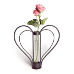 Thornaby Heart Shaped Iron and Glass Cylinder Table Vase - Image 7