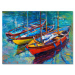 Three Boats In The Harbor - Beach Framed Wall Art