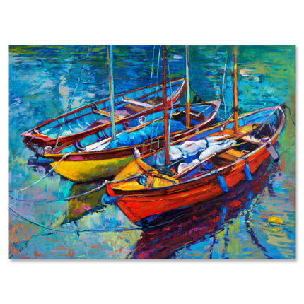 Three Boats In The Harbor - Beach Framed Wall Art