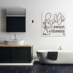 Toilet Hello Sweet Cheeks Black and White Curly Script Cursive by Penny Lane Publishing - Textual Art on Canvas - Image 3