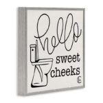 Toilet Hello Sweet Cheeks Black and White Curly Script Cursive by Penny Lane Publishing - Textual Art on Canvas - Image 2