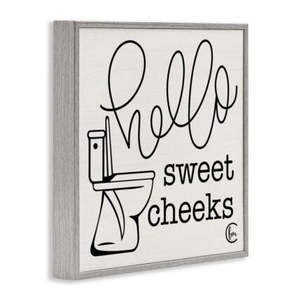 Toilet Hello Sweet Cheeks Black and White Curly Script Cursive by Penny Lane Publishing – Textual Art on Canvas - Chic Decora