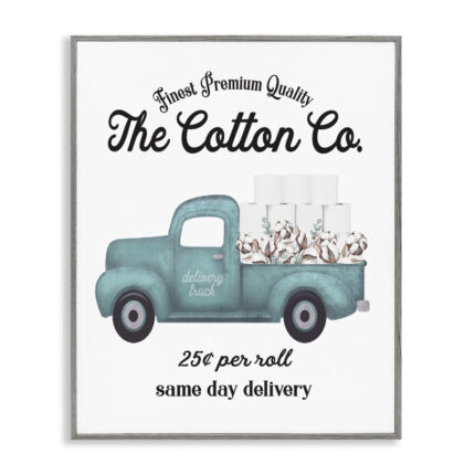 Toilet Paper Cotton Co Delivery Truck Bathroom Word Design – Floater Frame Graphic Art Print - Chic Decora