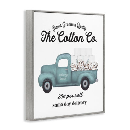 Toilet Paper Cotton Co Delivery Truck Bathroom Word Design – Floater Frame Graphic Art Print - Chic Decora