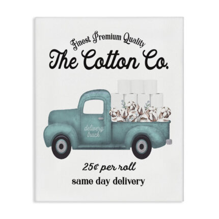 Toilet Paper Cotton Co Delivery Truck Bathroom Word Design – Floater Frame Graphic Art Print - Chic Decora