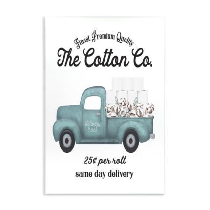 Toilet Paper Cotton Co Delivery Truck Bathroom Word Design – Floater Frame Graphic Art Print - Chic Decora