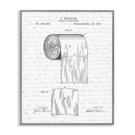 Toilet Paper Roll Patent Bathroom Design – Graphic Art Print - Chic Decora